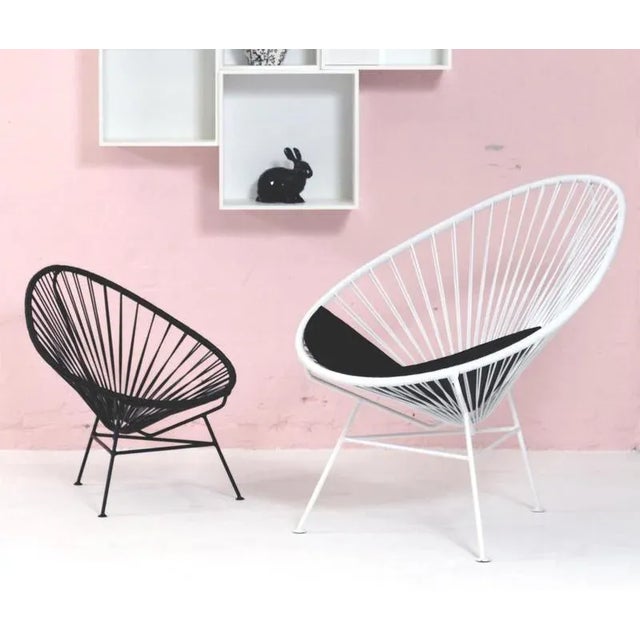 Light Blue Acapulco Mini Chair with Petroleum Blue Cushion by OK Design For Sale - Image 6 of 11