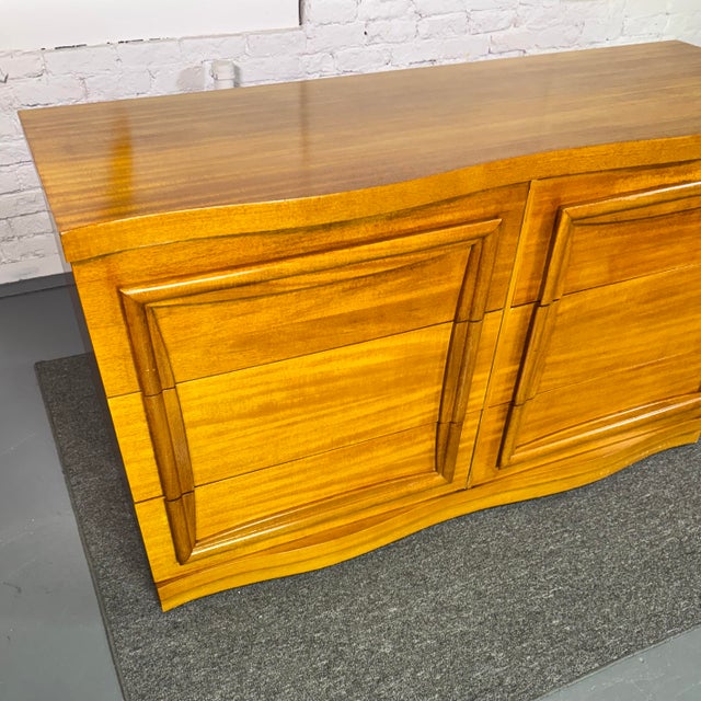Wood 60s Satinwood Lowboy Dresser & Nightstand For Sale - Image 7 of 10