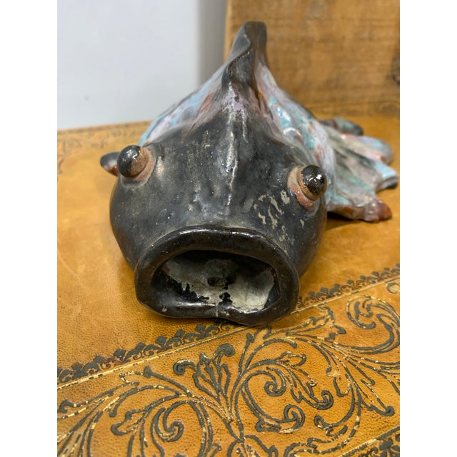 Late 19th Century Ceramic Japanese Fantail Goldfish Wall Pocket For Sale - Image 4 of 6