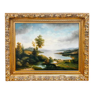 Vintage Grand Scale 19th Century Style Hudson River School Pastoral Oil on Canvas by Humphrey