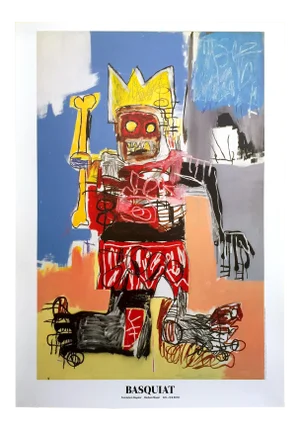 Jean Michel Basquiat Lithograph Print Large Pop Art Swiss Exhibition Poster " Crown " 1982