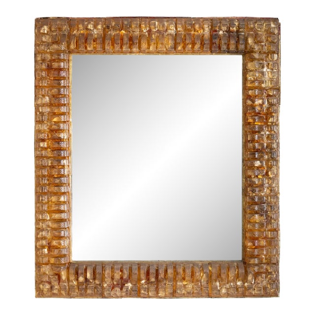 Large Mid Century Resin Framed Mirror For Sale