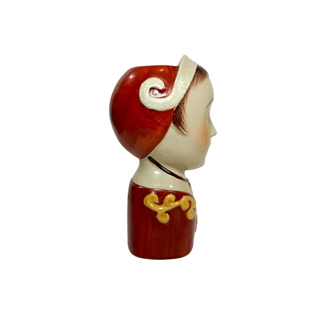 Midcentury Scandinavian Lady Head Bust Pocket Vase For Sale - Image 4 of 10