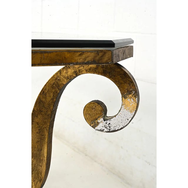 1970s Oversized Hollywood Regency Gilt Iron Two-Tier Glass Coffee Table For Sale - Image 10 of 13