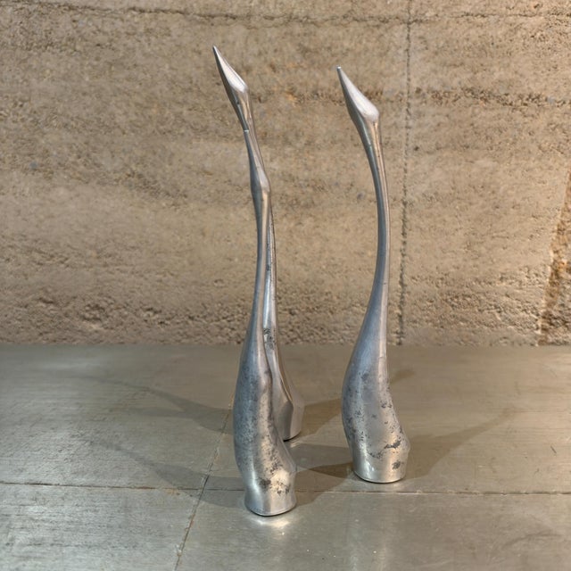 Mid-Century Modern Vintage Modernist Aluminum Bird Figurines Set of (3) Alcan Hoselton Canada Sculptures For Sale - Image 3 of 10