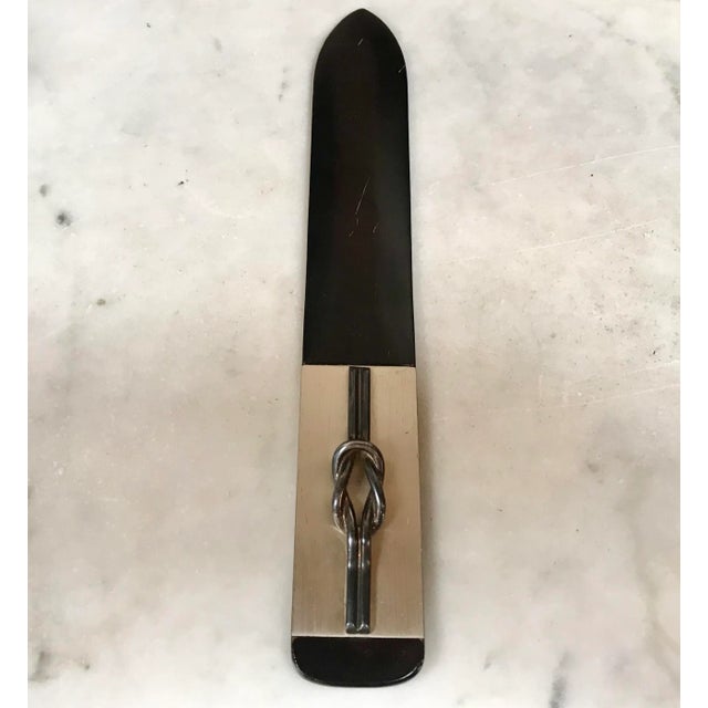 1980s 1980s Italian Silver and Black Wood Turner Letter Opener For Sale - Image 5 of 10