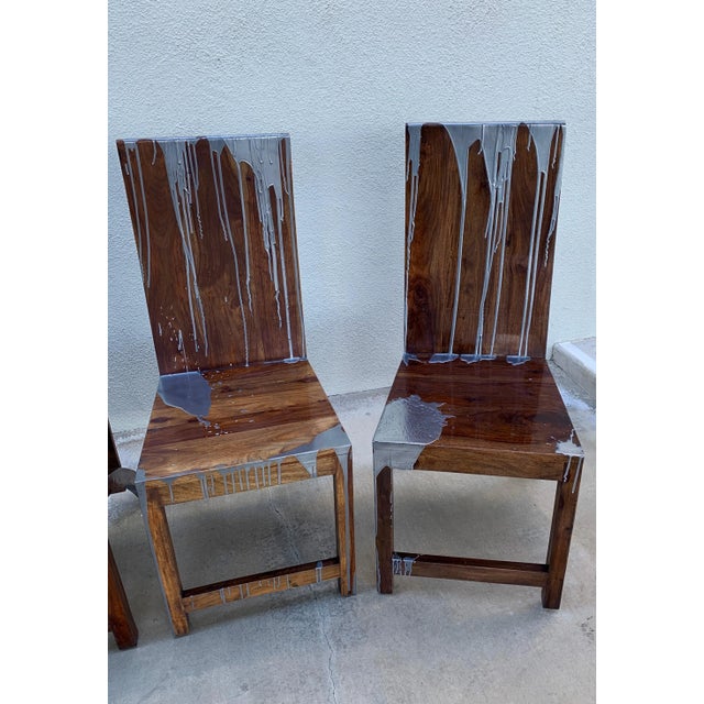Acacia Wood Chairs - Set of 4 For Sale - Image 10 of 13