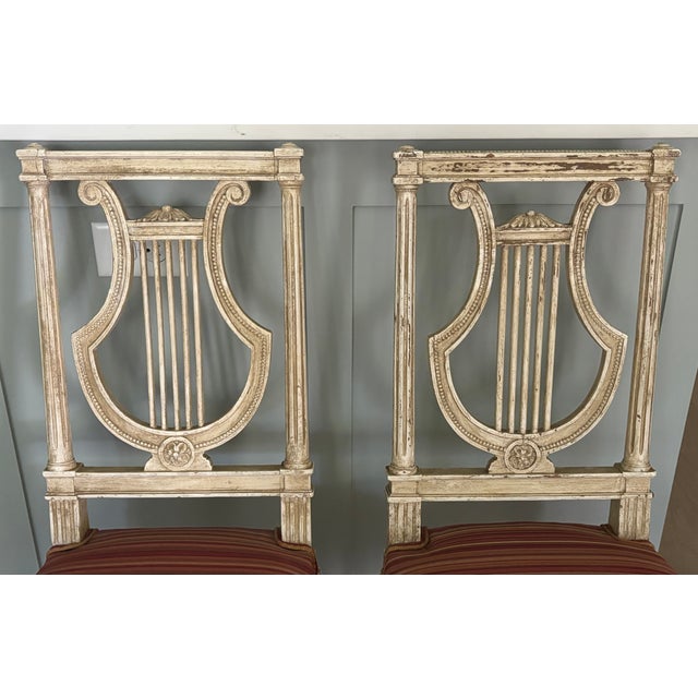 Late 19th Century Late 19th Century Louis XVI Style Painted Lyre Back Chairs - A Pair For Sale - Image 5 of 17