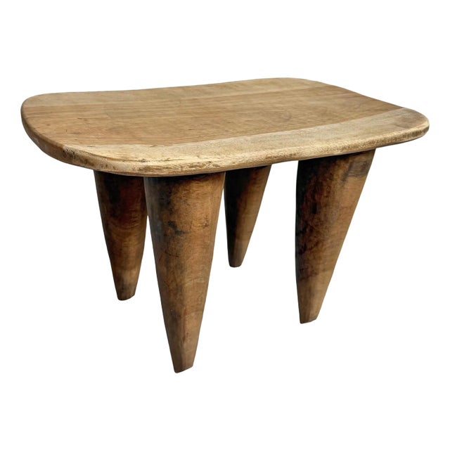 Vintage Senufo Two Tone Wood Stool Side Table For Sale