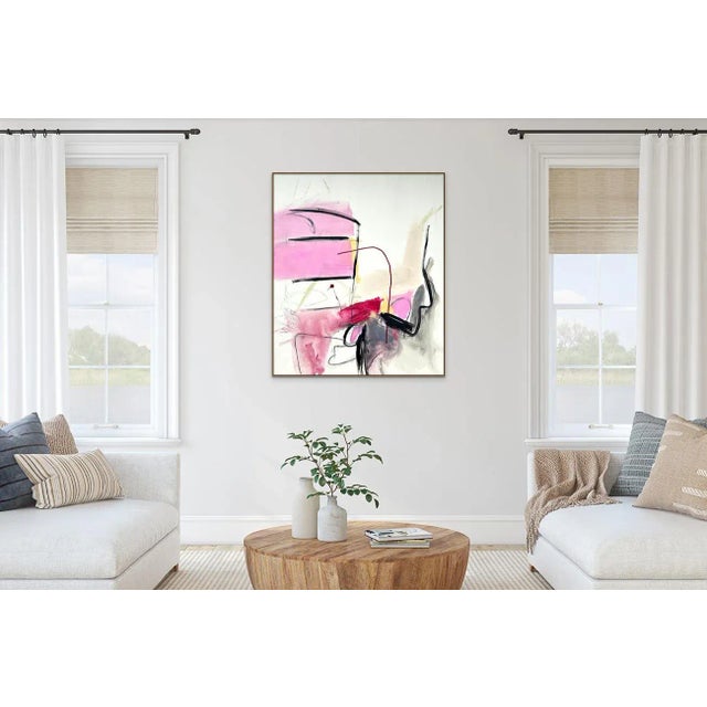 Abstract Contemporary Abstract Acrylic, Charcoal and Graphite on Canvas Painting "Two Stories" by Adrienn Krahl For Sale - Image 3 of 11