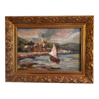 Antique Original Oil Painting, Spanish Impressionism, Seascape For Sale