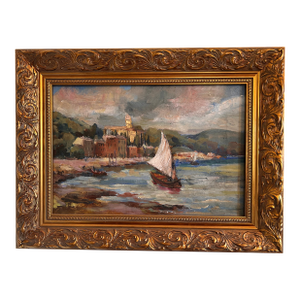 Antique Original Oil Painting, Spanish Impressionism, Seascape