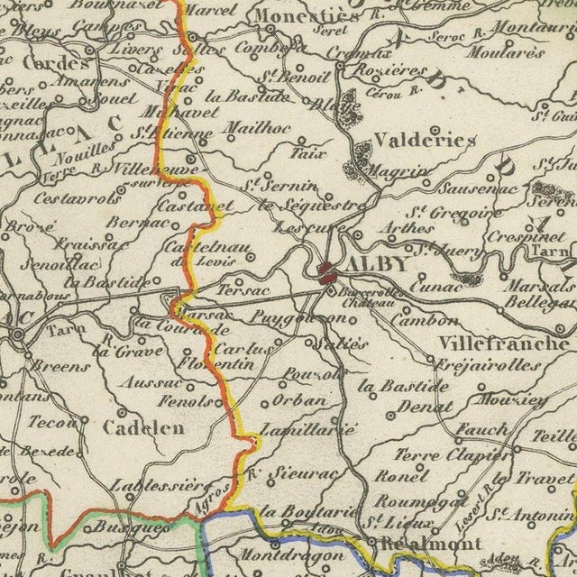 Antique Map of the Tarn, Albi and the Navigator La Perouse, 1860 For Sale - Image 6 of 12