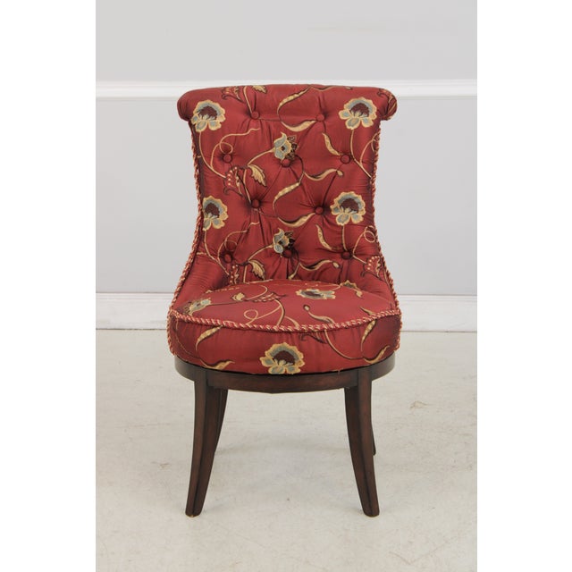 Age: Approx: 40 Years Old Details: Nice Decorator Chair Extremely High Quality Silk Crewel Work Upholstery Sabre Legs...