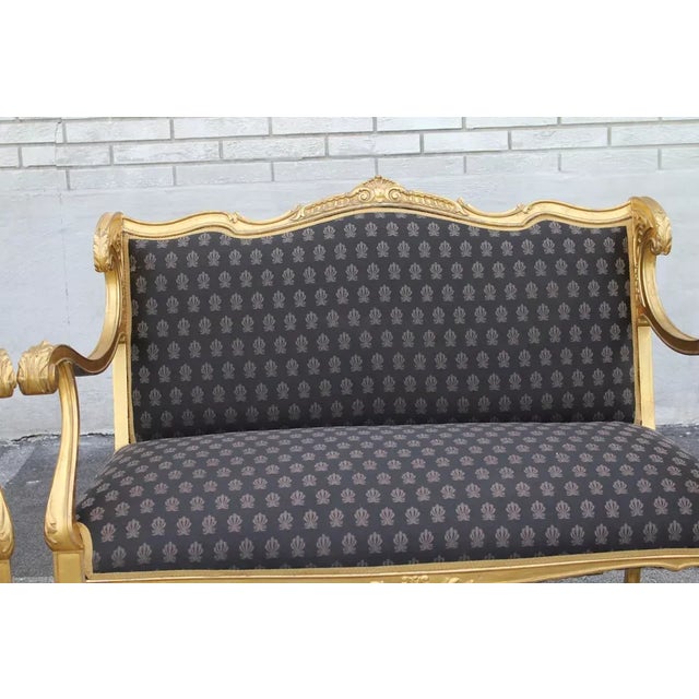 Wood Antique 19th Century French Louis XV Gilded Living Room, Parlor Set- 3 Pieces For Sale - Image 7 of 10