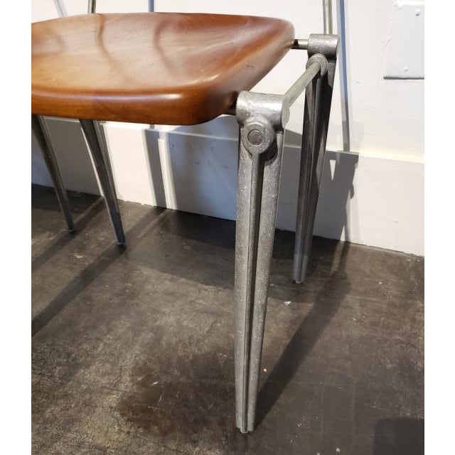 1980s Attributed to Robert Josten Aluminum and Cherry Postmodern Industrial Dining Chairs Set of 8 For Sale - Image 11 of 11