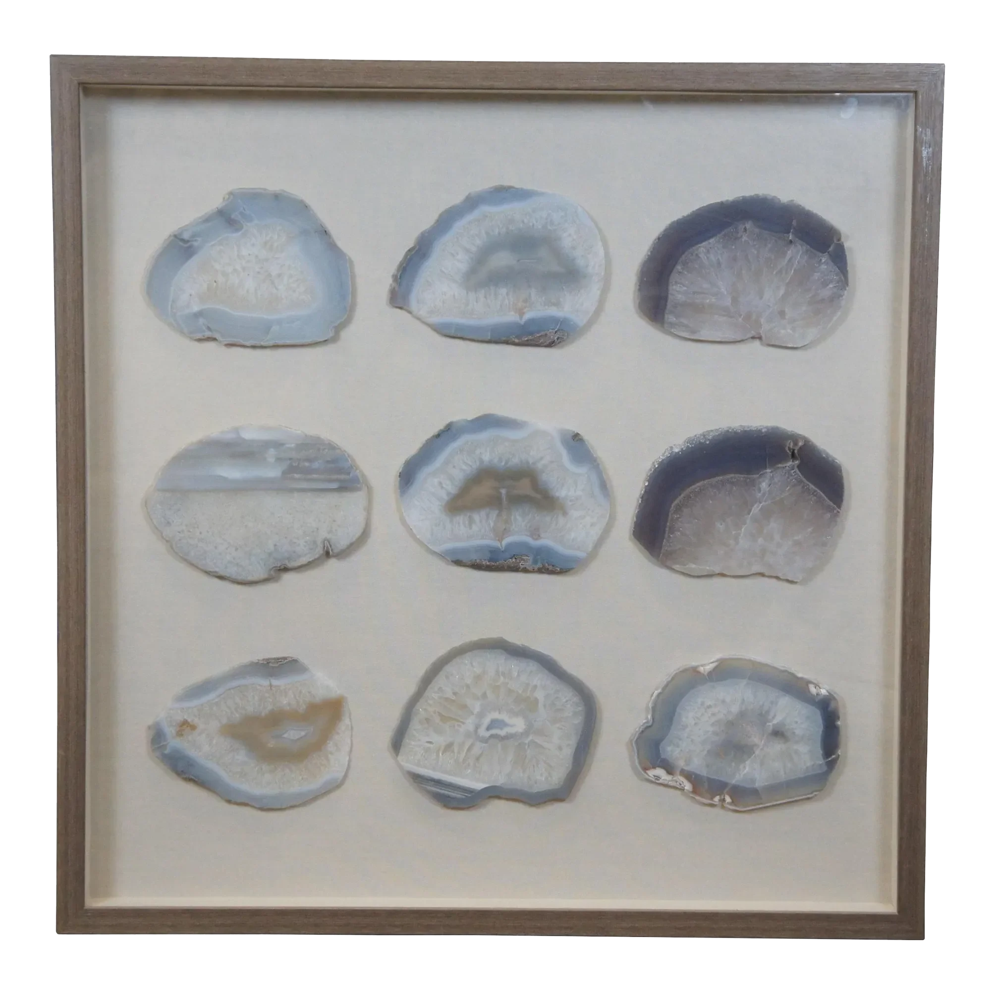 Vintage Shadowbox Wall Art Geode Chalcedony Agate Crystal Rock