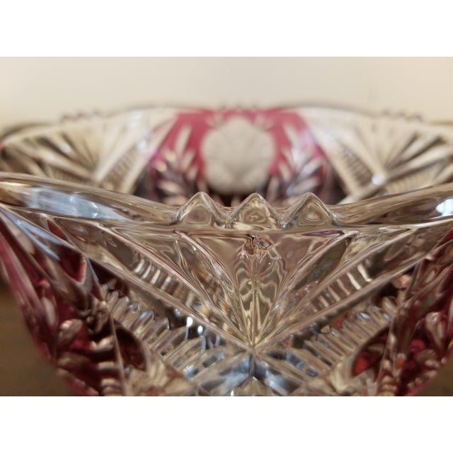 Cut to Clear Crystal Ruby Flash Fruit Bowl For Sale - Image 4 of 13