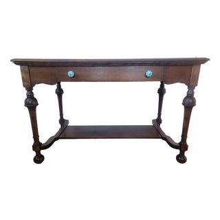 Early 20th Century American Colonial Revival Walnut Writing Desk With Turned Legs For Sale