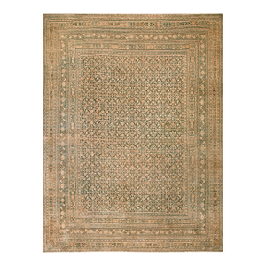 1890s Blue Navy Herati Tribal Antique n.e. Persian Khorassan Moud Rug 11'6" X 15'2" Handknotted Wool Carpet