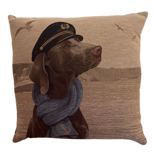 Captain Sailor Dog Tapestry Pillow For Sale