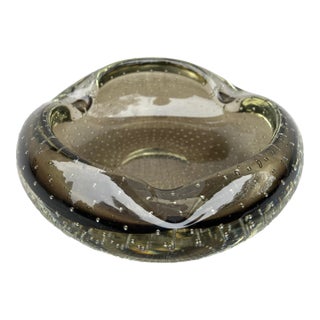 Mid Century Controlled Bubble Glass Ashtray Catchall For Sale