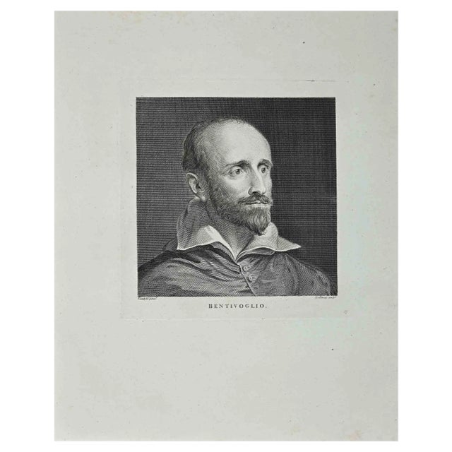 Thomas Holloway, Portrait of Cardinal Guido Bentivoglio, Original Etching by T. Holloway, 1810 For Sale