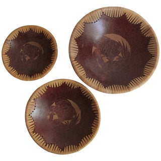 Terracotta Fish Motif Nesting Bowls - Set of 3 For Sale