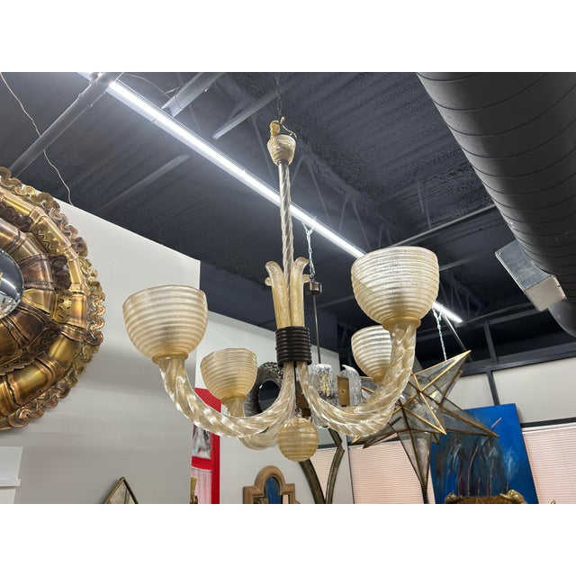 Art Deco 1940s Murano Glass Chandelier Attributed to Barovier For Sale - Image 3 of 11