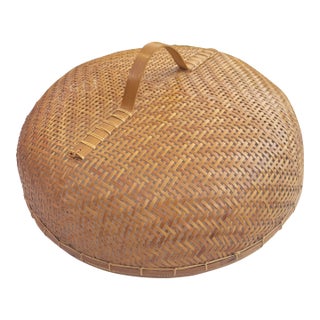 Asian Woven Bamboo Herb Basket For Sale