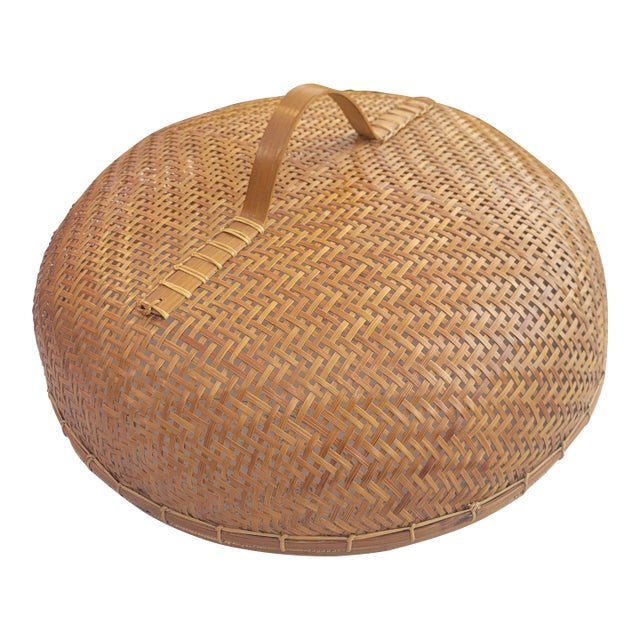 Asian Woven Bamboo Herb Basket For Sale