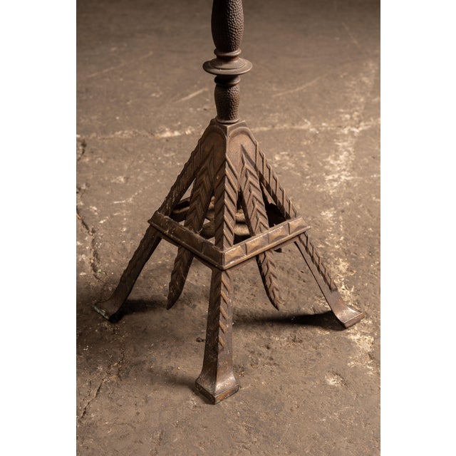 1920s Art Deco Cast Iron & Potoro Marble Smoking Stand With Fleur-De-Lis Finial For Sale - Image 10 of 10