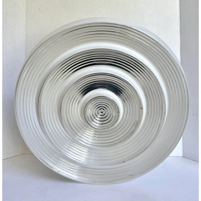 Metal 1950's Art Deco Frosted Semi-Flush Pendant Light For Sale - Image 7 of 11