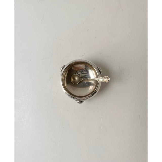 Traditional Early 20th Century Sterling Silver Salt Cellar and Spoon For Sale - Image 3 of 7