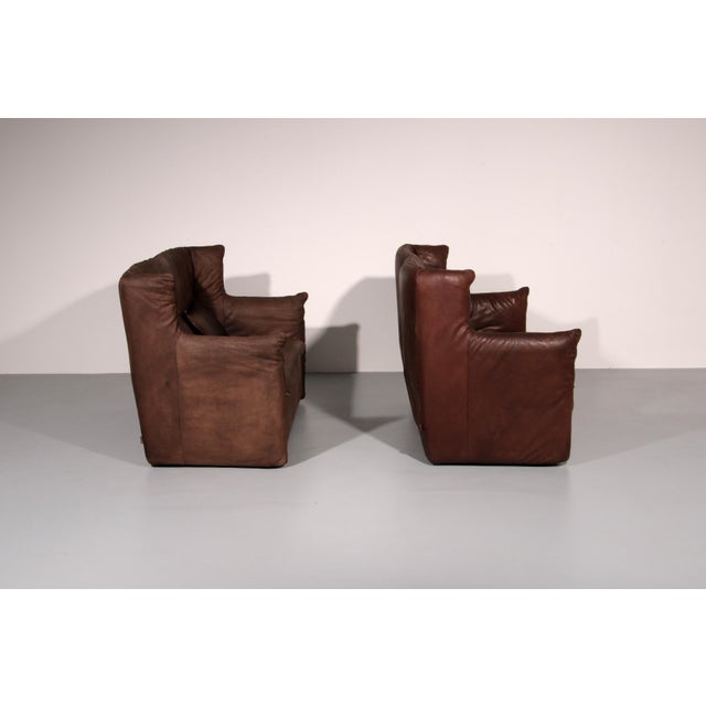 Modern Patinated Leather Sofa by Gerard van Den Berg for Montis, Netherlands, 1970s, Set of 2 For Sale - Image 3 of 15
