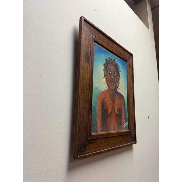 Textile Wilson Bigaud Original Mid-Century Haitian Naïve Master Portrait Painting For Sale - Image 7 of 8