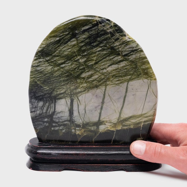 Petite Chinese Greenery Meditation Stone For Sale - Image 4 of 4