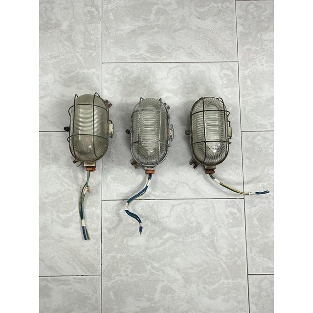 Mid-Century Industrial Cast Iron and Glass Wall Lamps, 1950s For Sale - Image 11 of 11