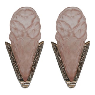 French Art Deco Wall Sconces by Degue 1930 France - A Pair For Sale