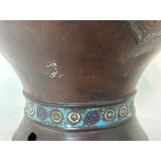 Late 19th Century Chinese Bronze and Cloisonne Vase (Champleve) For Sale - Image 9 of 14
