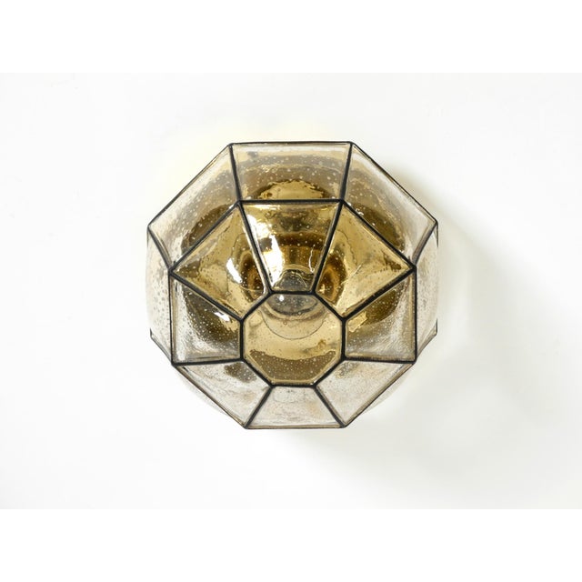 Vintage Glass Ceiling Lamp in Octagon Shape from Limburg, 1970s For Sale - Image 4 of 18