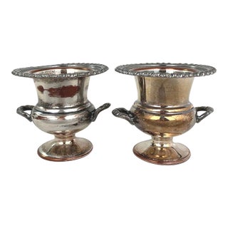 Silver-Plate Champagne Bucket-Style Toothpick Holders - a Pair For Sale