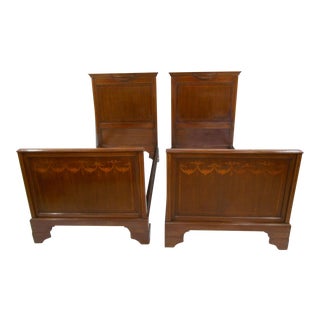 French Style Inlaid Twin Beds - A Pair For Sale