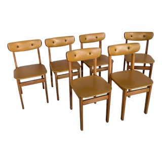 Yellow Vinyl Butterfly Back Dining Chairs, 1950s, Set of 6 For Sale
