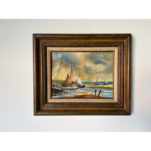 Vintage Impressionist Seascape Oil Painting For Sale - Image 12 of 12