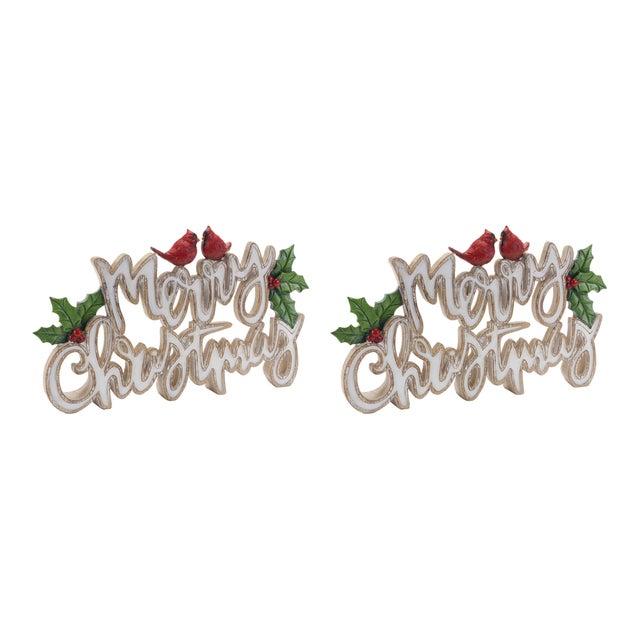 2020s Merry Christmas Tabletop Sign (Set of 2) For Sale - Image 5 of 5