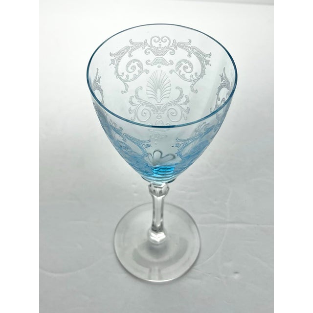 American 1930s Fostoria “Versailles, Blue” Single Water Glass For Sale - Image 3 of 6