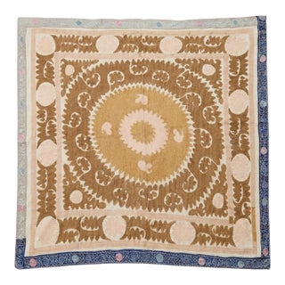 Suzani Wall Hanging Decor - Decorative Vintage Embroidery 4'7'' X 5'1'' For Sale