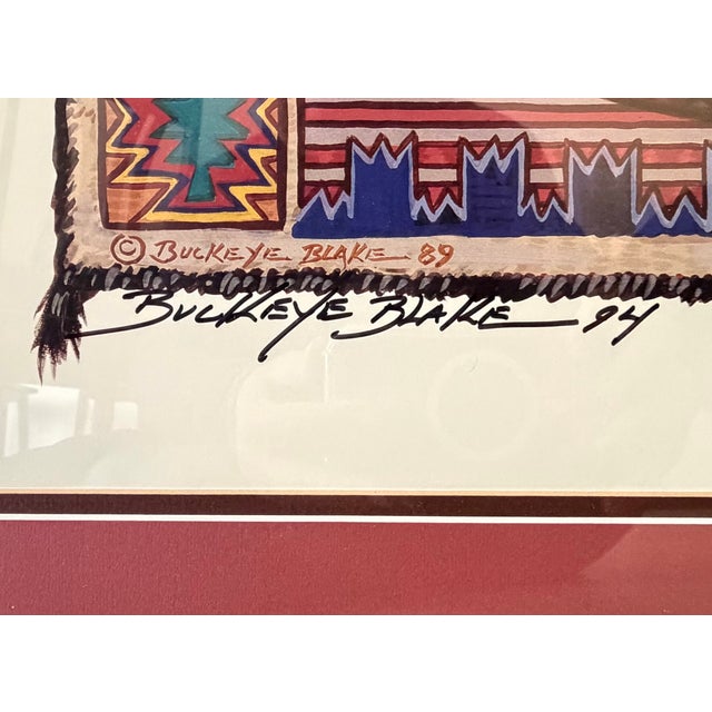 Rare 1989 "Indian Rodeo" Poster Signed by Artist Buckeye Blake in 1994 For Sale In Reno/Lake Tahoe - Image 6 of 10