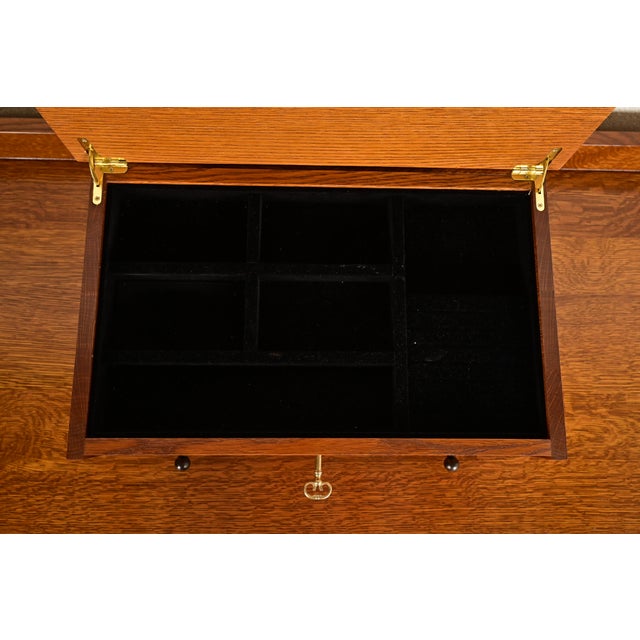 Wood Stickley Harvey Ellis Collection Mission Arts & Crafts Inlaid Oak Jewelry Box For Sale - Image 7 of 15